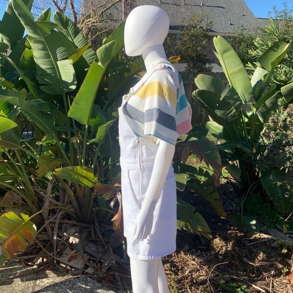 💋NWT FRAME Palazzo Denim Short Zip White Overalls - Picture 8 of 15